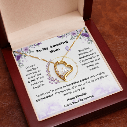 To My Amazing Mom, Gift for Grandma – Forever Love Necklace, Gift Set