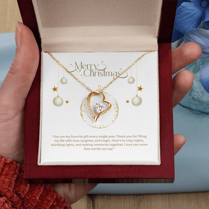 Forever Love Necklace – Elegant Heart Pendant with Cubic Zirconia | Meaningful Gift for Wife, Girlfriend, or Mom