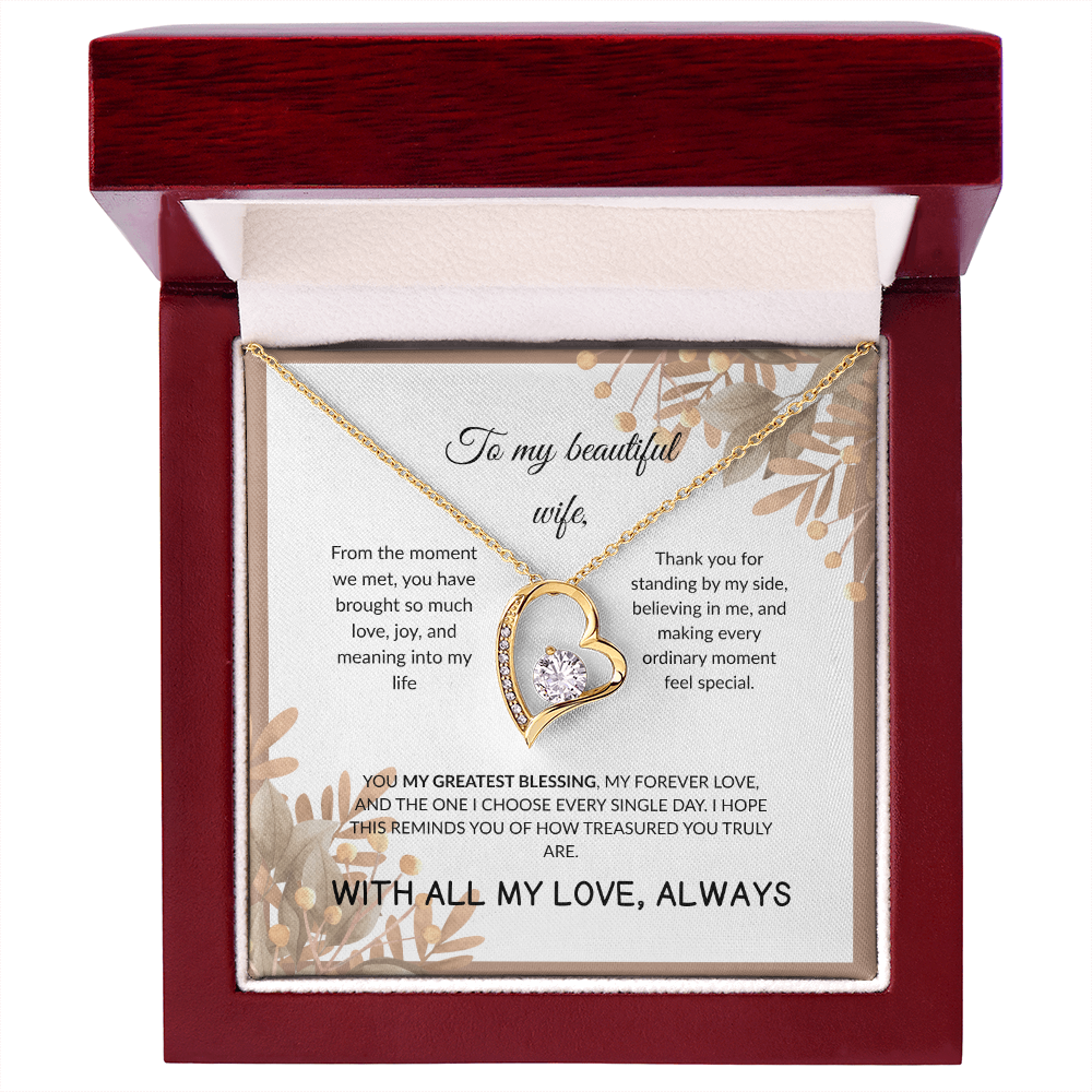 To My Beautiful Wife- From Husband-Forever Love Necklace Gift Set