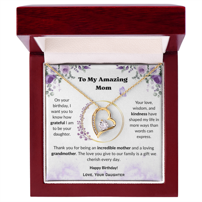To My Amazing Mom, Gift for Grandma – Forever Love Necklace, Gift Set