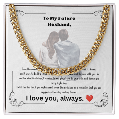 Future Husband Cuban Link Chain Necklace – Romantic Wedding Day Gift from Bride to Groom