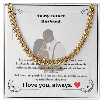 Future Husband Cuban Link Chain Necklace – Romantic Wedding Day Gift from Bride to Groom