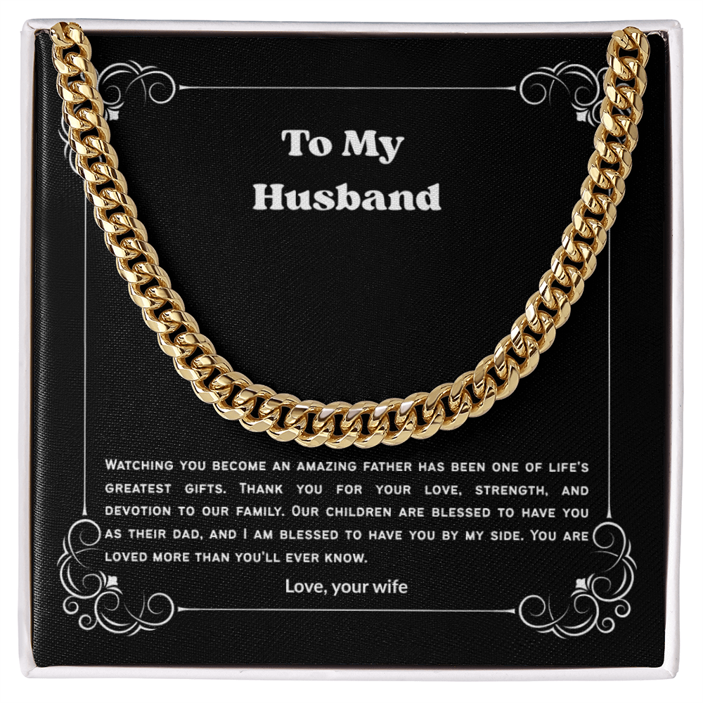 To My Husband Cuban Link Chain Necklace from Wife – Meaningful Anniversary, Birthday & Christmas Gift