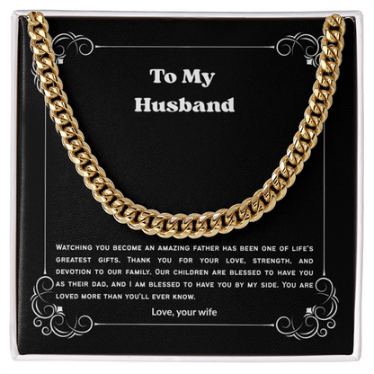 To My Husband Cuban Link Chain Necklace from Wife – Meaningful Anniversary, Birthday & Christmas Gift