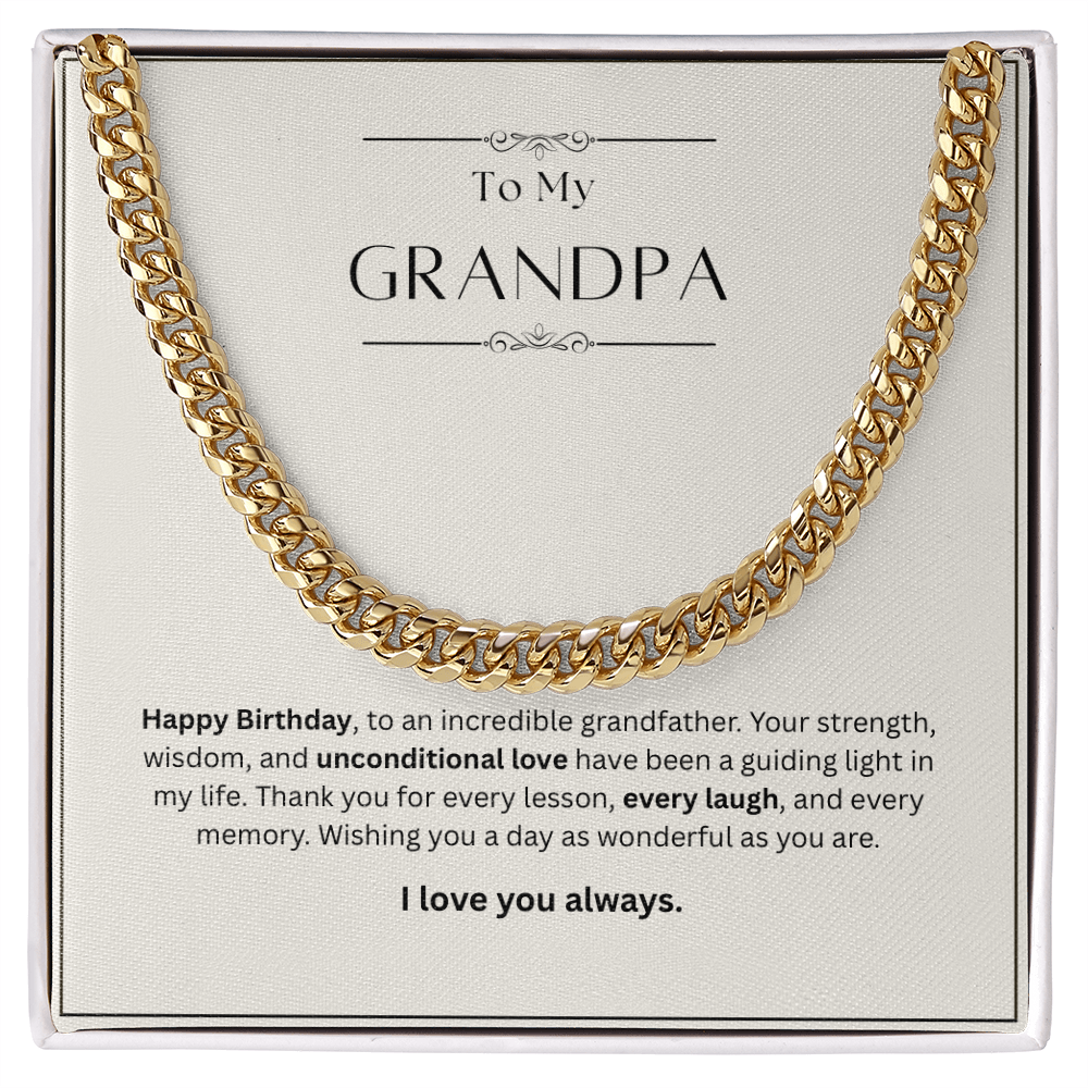 Grandpa Birthday Gift – Cuban Link Chain Necklace | Meaningful Gift for Grandfather