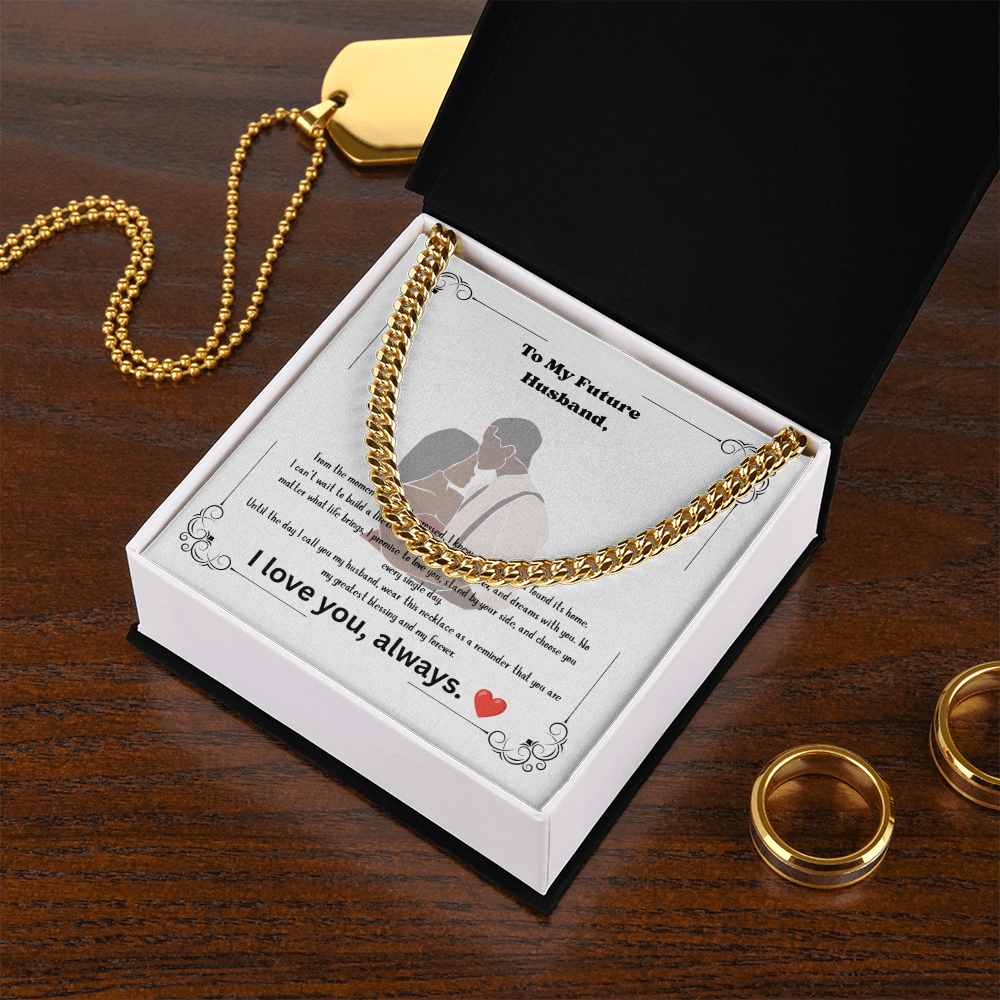 Future Husband Cuban Link Chain Necklace – Romantic Wedding Day Gift from Bride to Groom