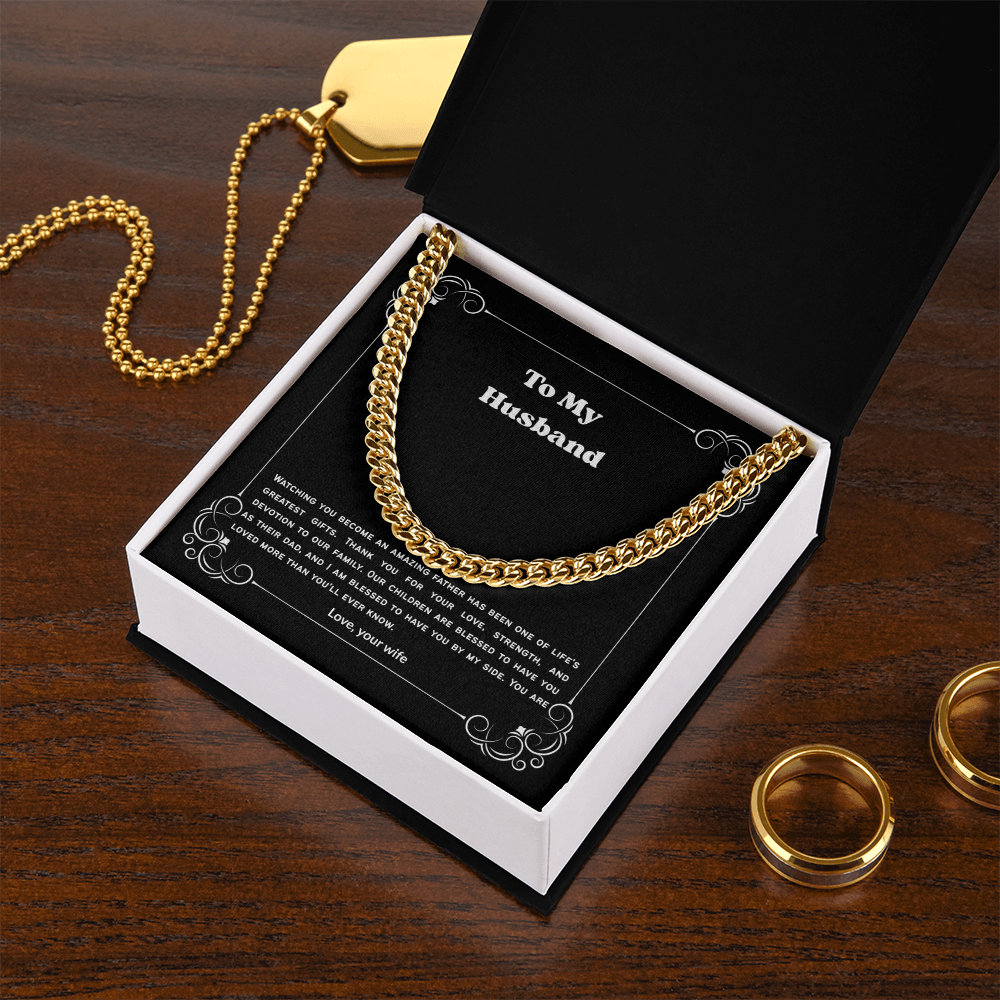 To My Husband Cuban Link Chain Necklace from Wife – Meaningful Anniversary, Birthday & Christmas Gift