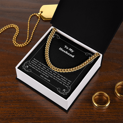 To My Husband Cuban Link Chain Necklace from Wife – Meaningful Anniversary, Birthday & Christmas Gift