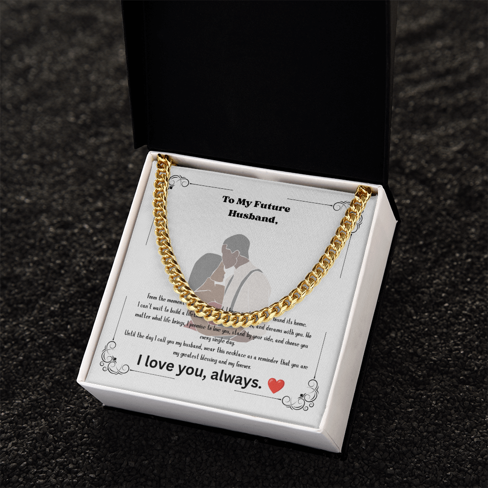 Future Husband Cuban Link Chain Necklace – Romantic Wedding Day Gift from Bride to Groom