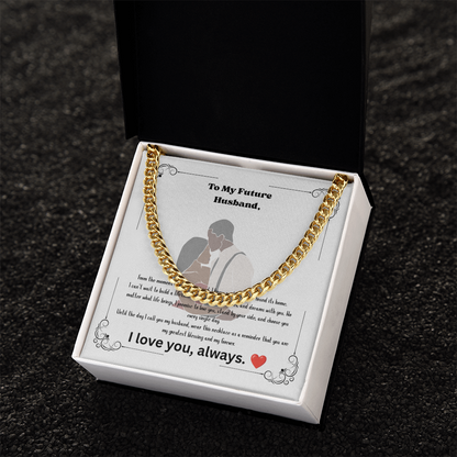 Future Husband Cuban Link Chain Necklace – Romantic Wedding Day Gift from Bride to Groom