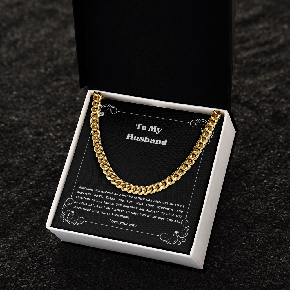 To My Husband Cuban Link Chain Necklace from Wife – Meaningful Anniversary, Birthday & Christmas Gift