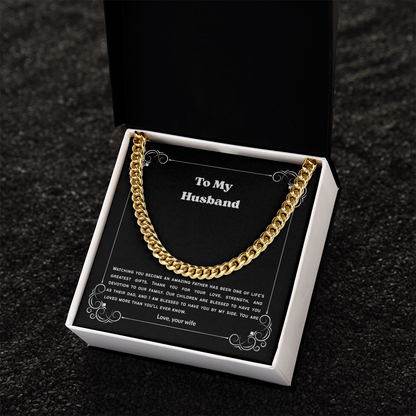 To My Husband Cuban Link Chain Necklace from Wife – Meaningful Anniversary, Birthday & Christmas Gift