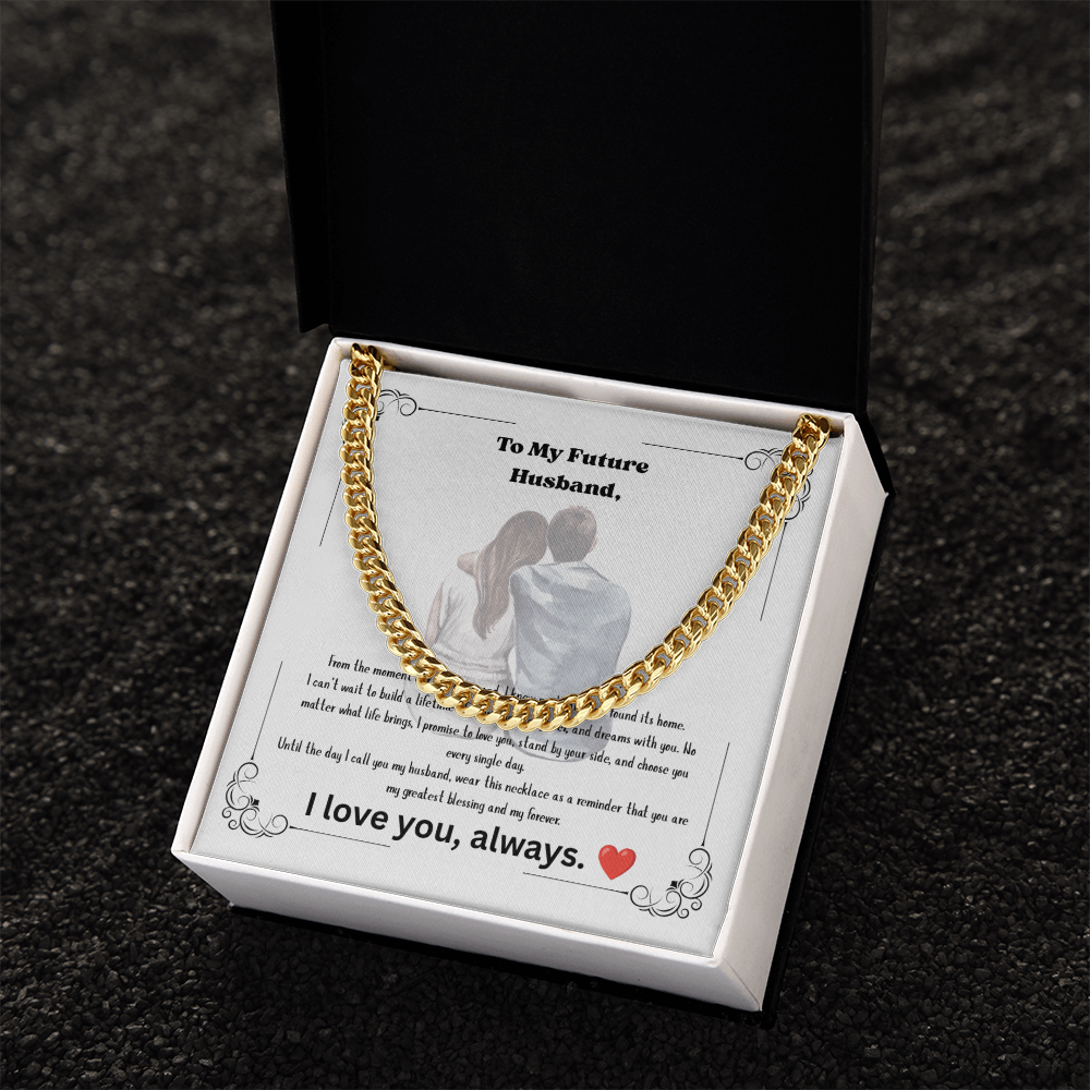 Future Husband Cuban Link Chain Necklace – Romantic Wedding Day Gift from Bride to Groom