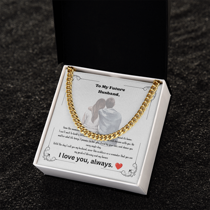 Future Husband Cuban Link Chain Necklace – Romantic Wedding Day Gift from Bride to Groom