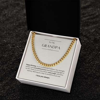 Grandpa Birthday Gift – Cuban Link Chain Necklace | Meaningful Gift for Grandfather