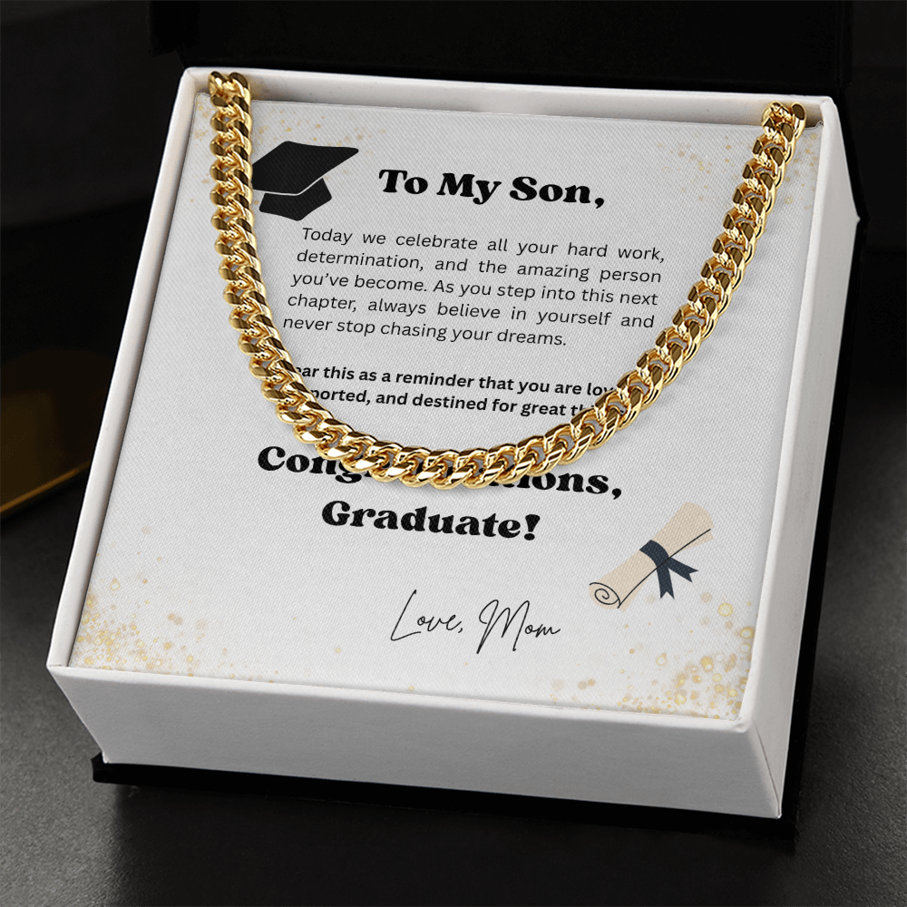Graduation Gift for Son Message Card Necklace – Class of 2026 Keepsake Gift