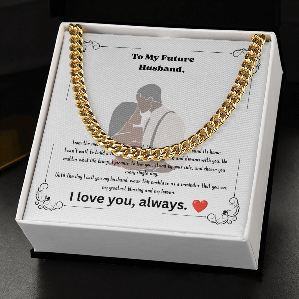 Future Husband Cuban Link Chain Necklace – Romantic Wedding Day Gift from Bride to Groom