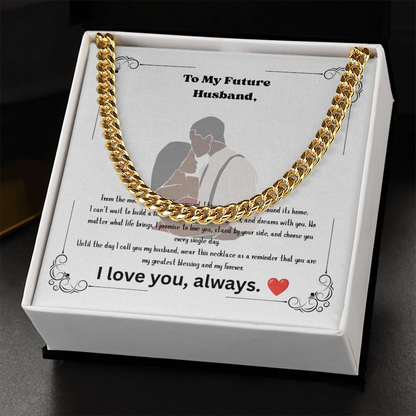 Future Husband Cuban Link Chain Necklace – Romantic Wedding Day Gift from Bride to Groom