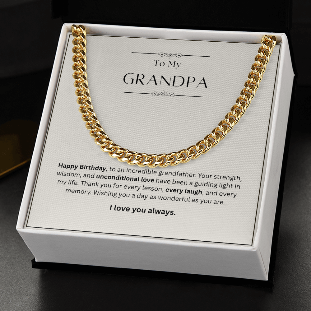 Grandpa Birthday Gift – Cuban Link Chain Necklace | Meaningful Gift for Grandfather