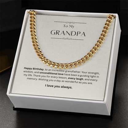 Grandpa Birthday Gift – Cuban Link Chain Necklace | Meaningful Gift for Grandfather