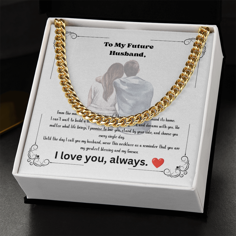 Future Husband Cuban Link Chain Necklace – Romantic Wedding Day Gift from Bride to Groom