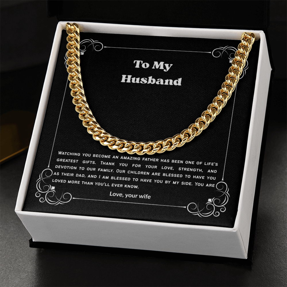 To My Husband Cuban Link Chain Necklace from Wife – Meaningful Anniversary, Birthday & Christmas Gift