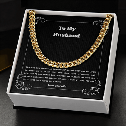 To My Husband Cuban Link Chain Necklace from Wife – Meaningful Anniversary, Birthday & Christmas Gift