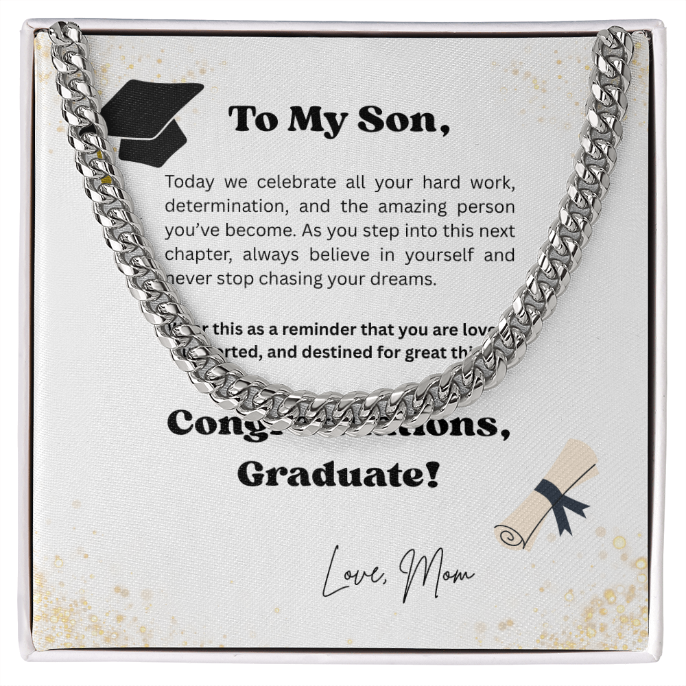 Graduation Gift for Son Message Card Necklace – Class of 2026 Keepsake Gift