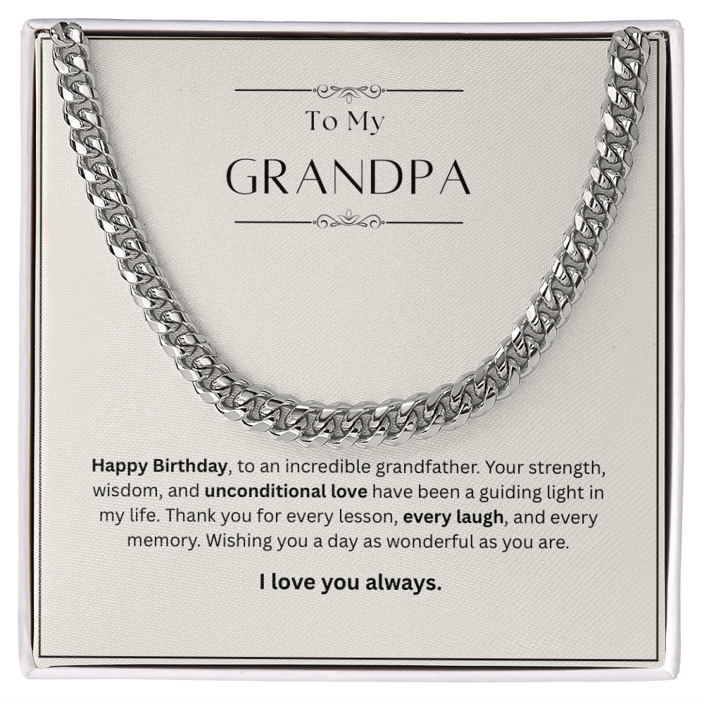 Grandpa Birthday Gift – Cuban Link Chain Necklace | Meaningful Gift for Grandfather