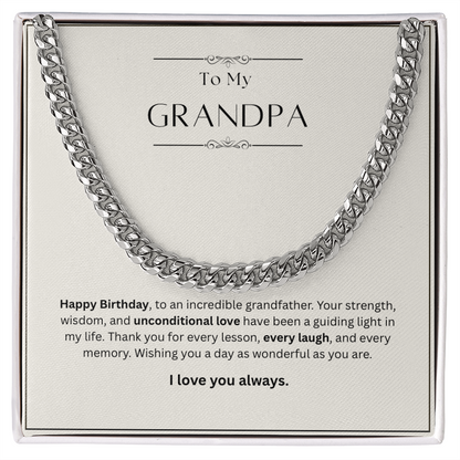 Grandpa Birthday Gift – Cuban Link Chain Necklace | Meaningful Gift for Grandfather