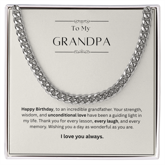 Grandpa Birthday Gift – Cuban Link Chain Necklace | Meaningful Gift for Grandfather