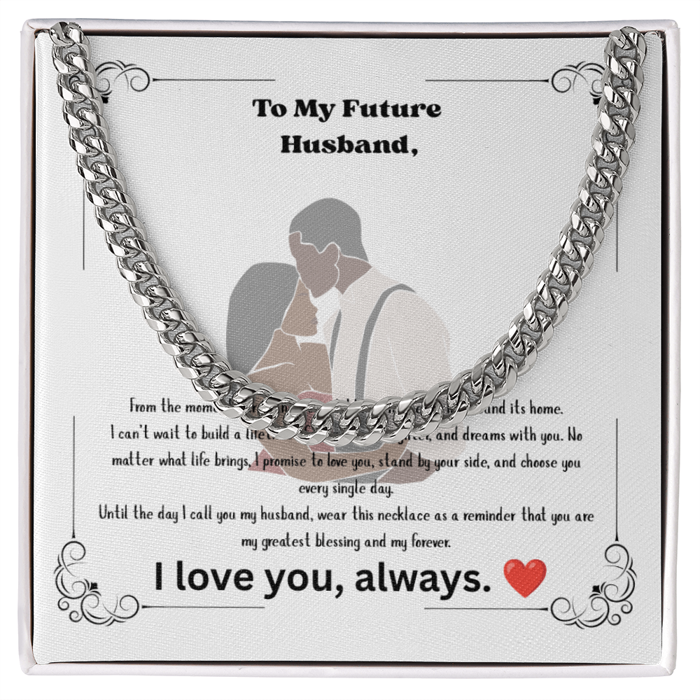 Future Husband Cuban Link Chain Necklace – Romantic Wedding Day Gift from Bride to Groom