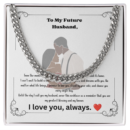 Future Husband Cuban Link Chain Necklace – Romantic Wedding Day Gift from Bride to Groom