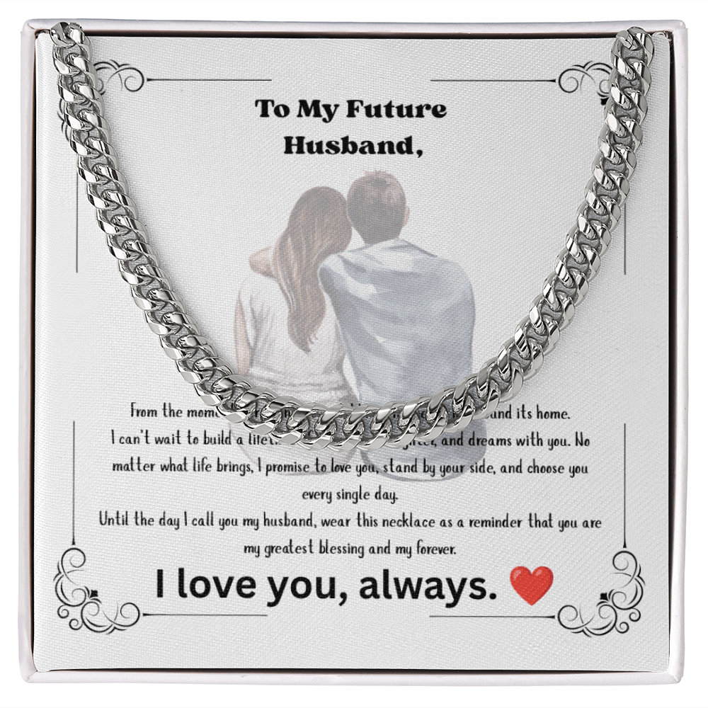 Future Husband Cuban Link Chain Necklace – Romantic Wedding Day Gift from Bride to Groom