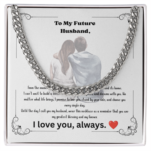 Future Husband Cuban Link Chain Necklace – Romantic Wedding Day Gift from Bride to Groom