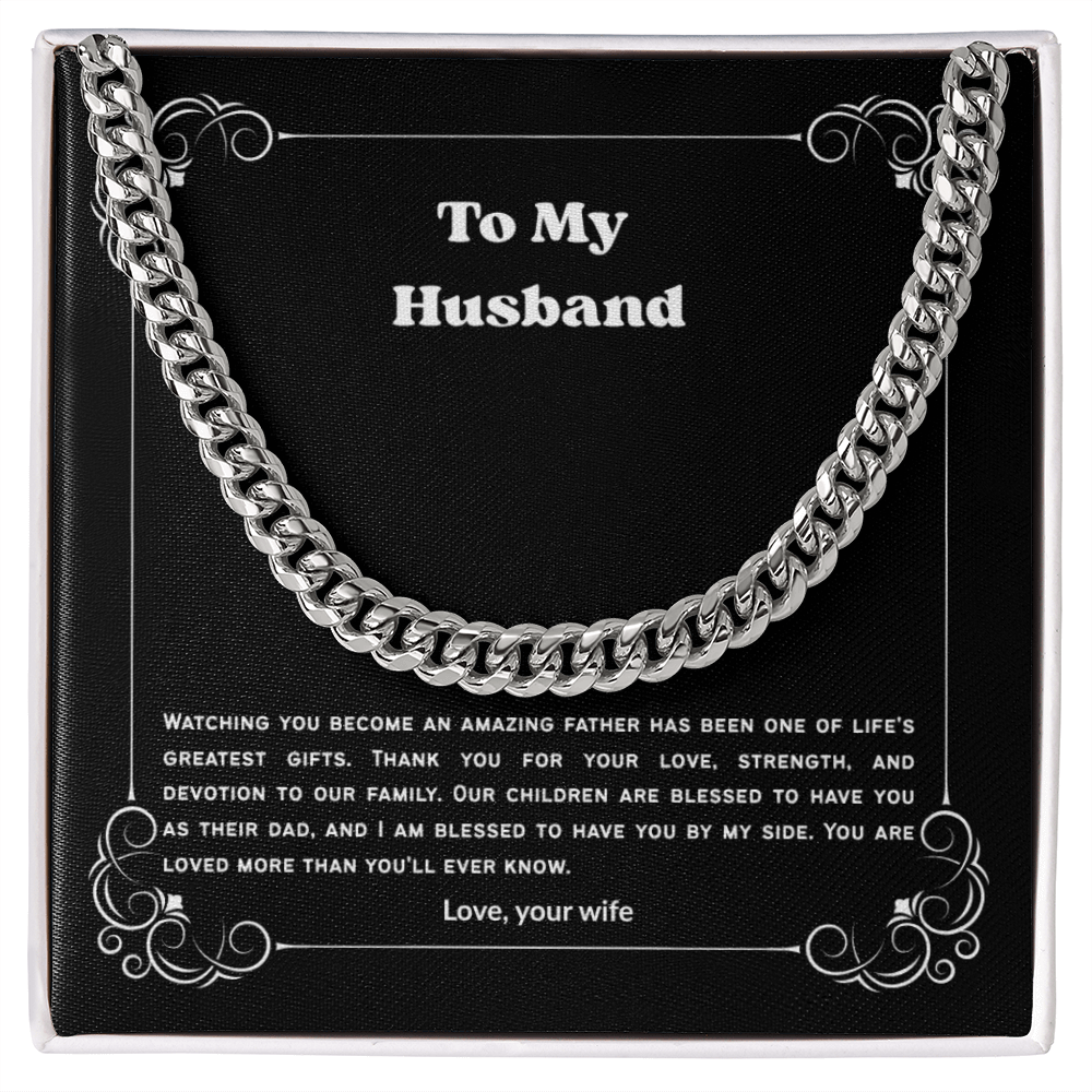 To My Husband Cuban Link Chain Necklace from Wife – Meaningful Anniversary, Birthday & Christmas Gift