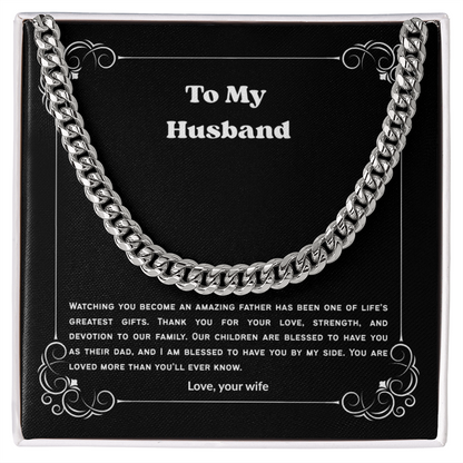 To My Husband Cuban Link Chain Necklace from Wife – Meaningful Anniversary, Birthday & Christmas Gift