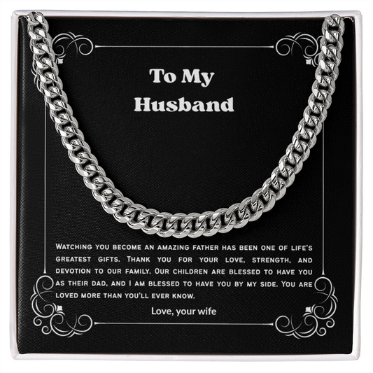 To My Husband Cuban Link Chain Necklace from Wife – Meaningful Anniversary, Birthday & Christmas Gift