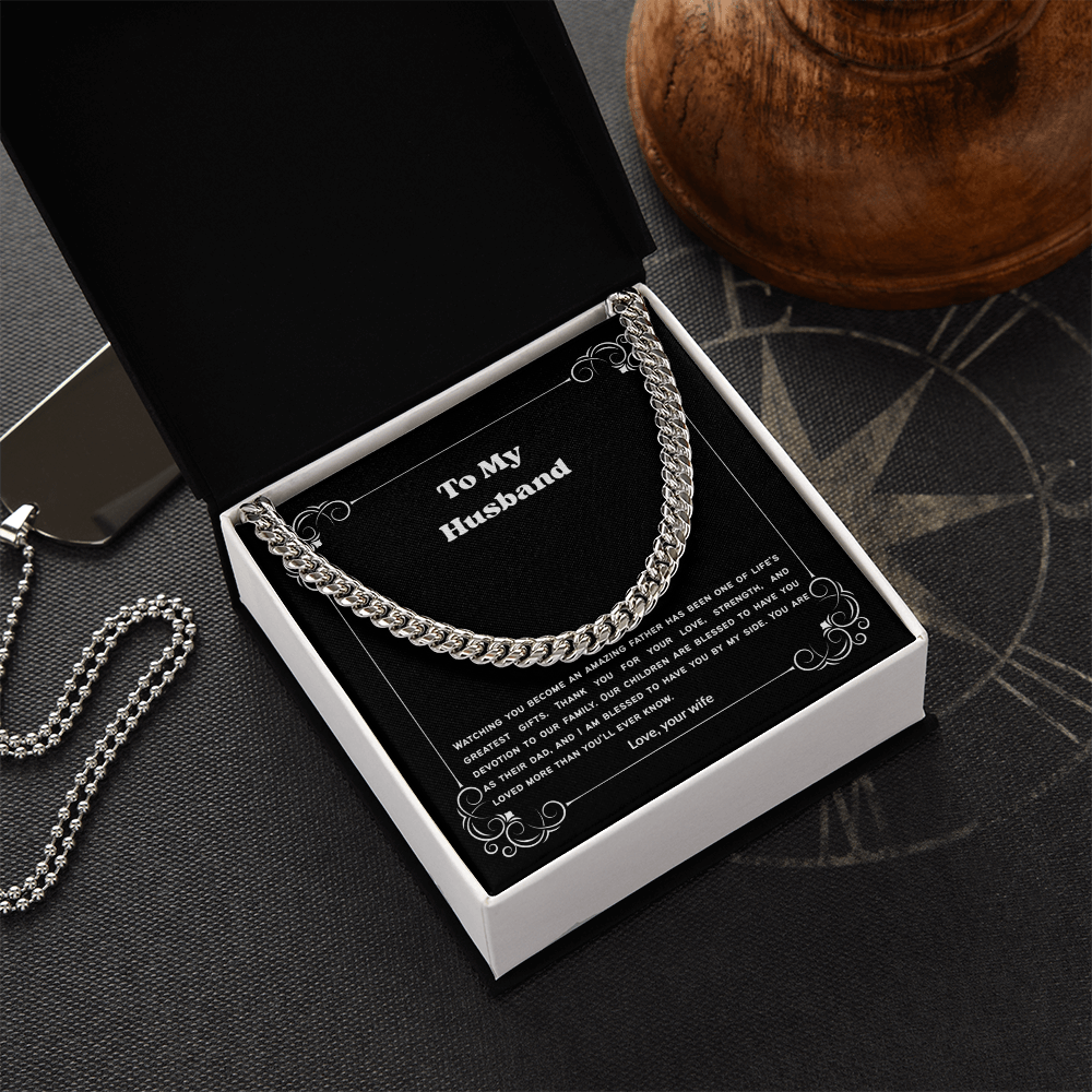 To My Husband Cuban Link Chain Necklace from Wife – Meaningful Anniversary, Birthday & Christmas Gift