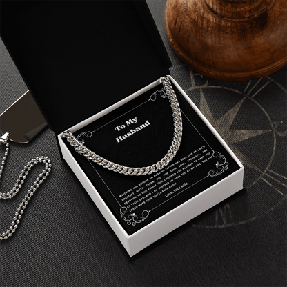 To My Husband Cuban Link Chain Necklace from Wife – Meaningful Anniversary, Birthday & Christmas Gift