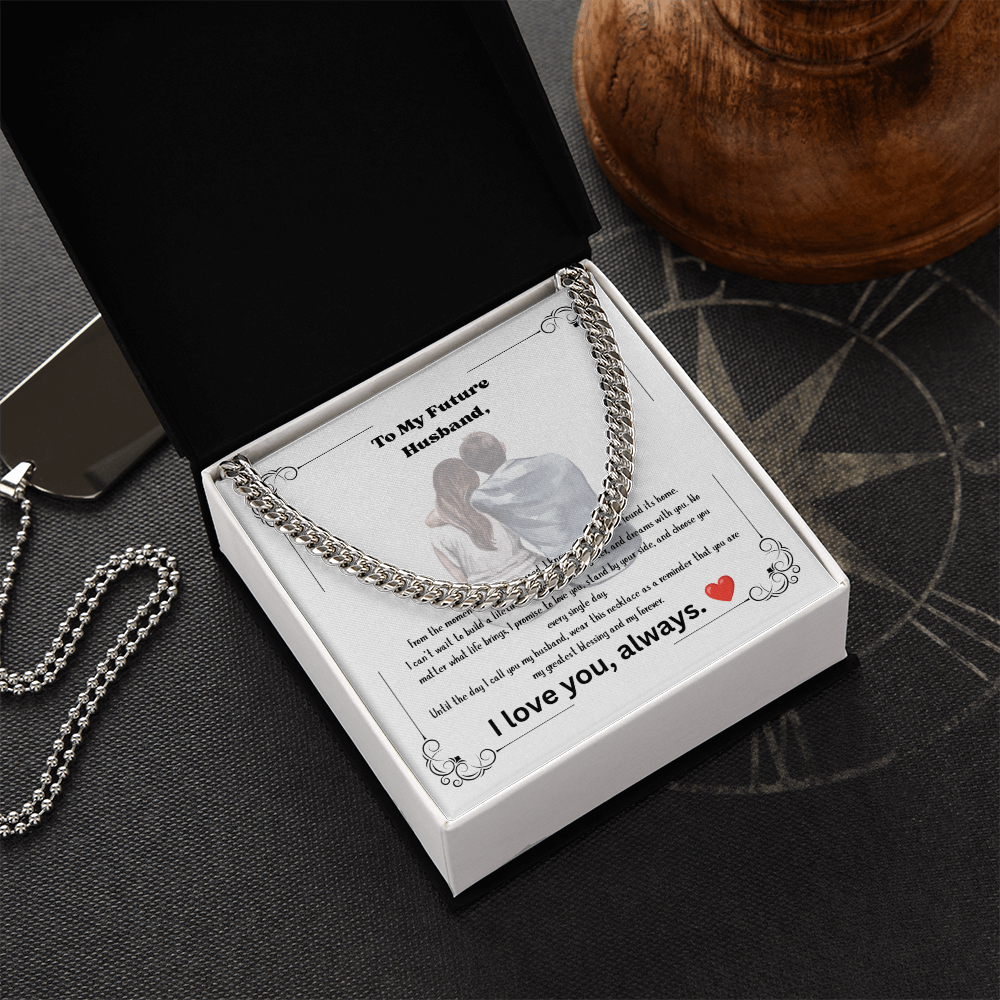 Future Husband Cuban Link Chain Necklace – Romantic Wedding Day Gift from Bride to Groom