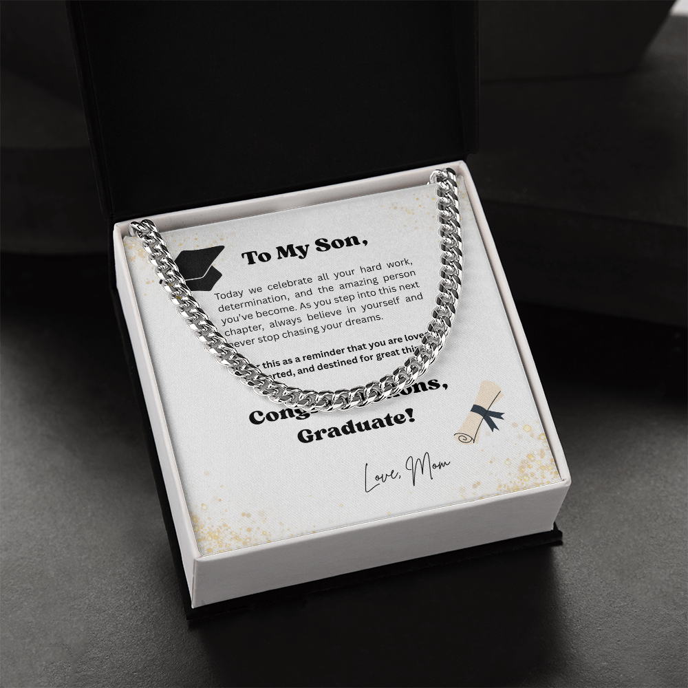 Graduation Gift for Son Message Card Necklace – Class of 2026 Keepsake Gift