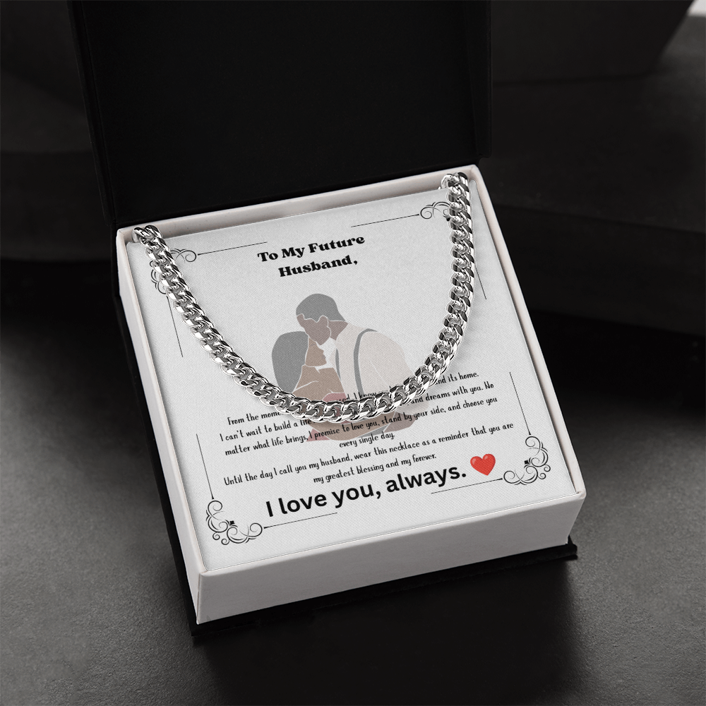 Future Husband Cuban Link Chain Necklace – Romantic Wedding Day Gift from Bride to Groom