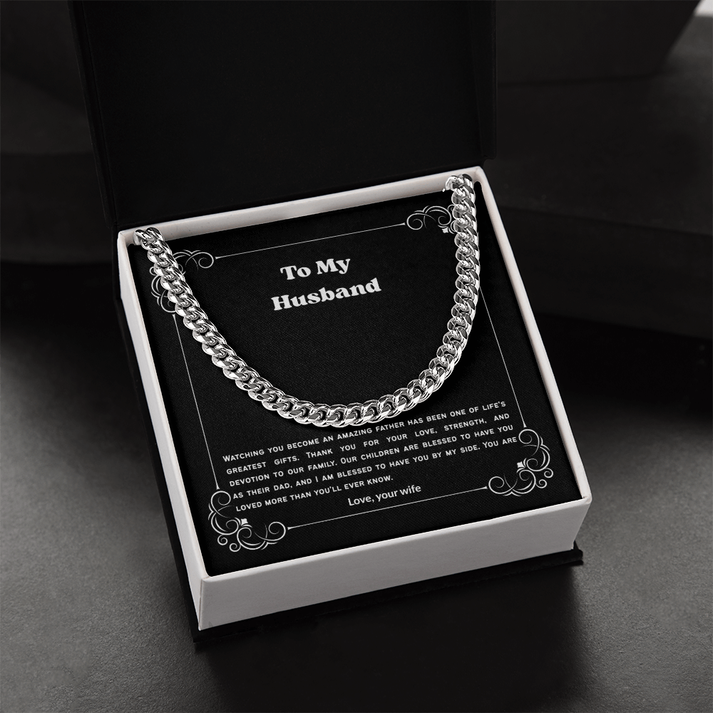 To My Husband Cuban Link Chain Necklace from Wife – Meaningful Anniversary, Birthday & Christmas Gift