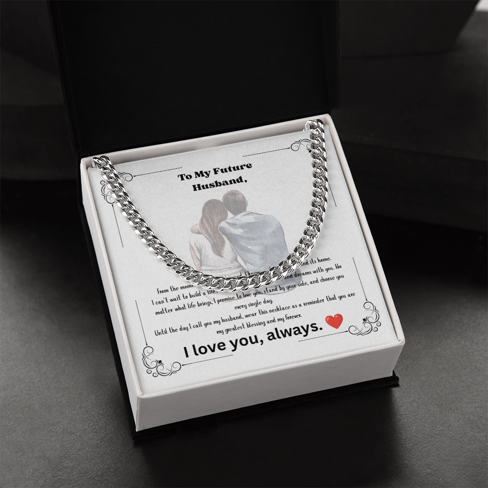 Future Husband Cuban Link Chain Necklace – Romantic Wedding Day Gift from Bride to Groom