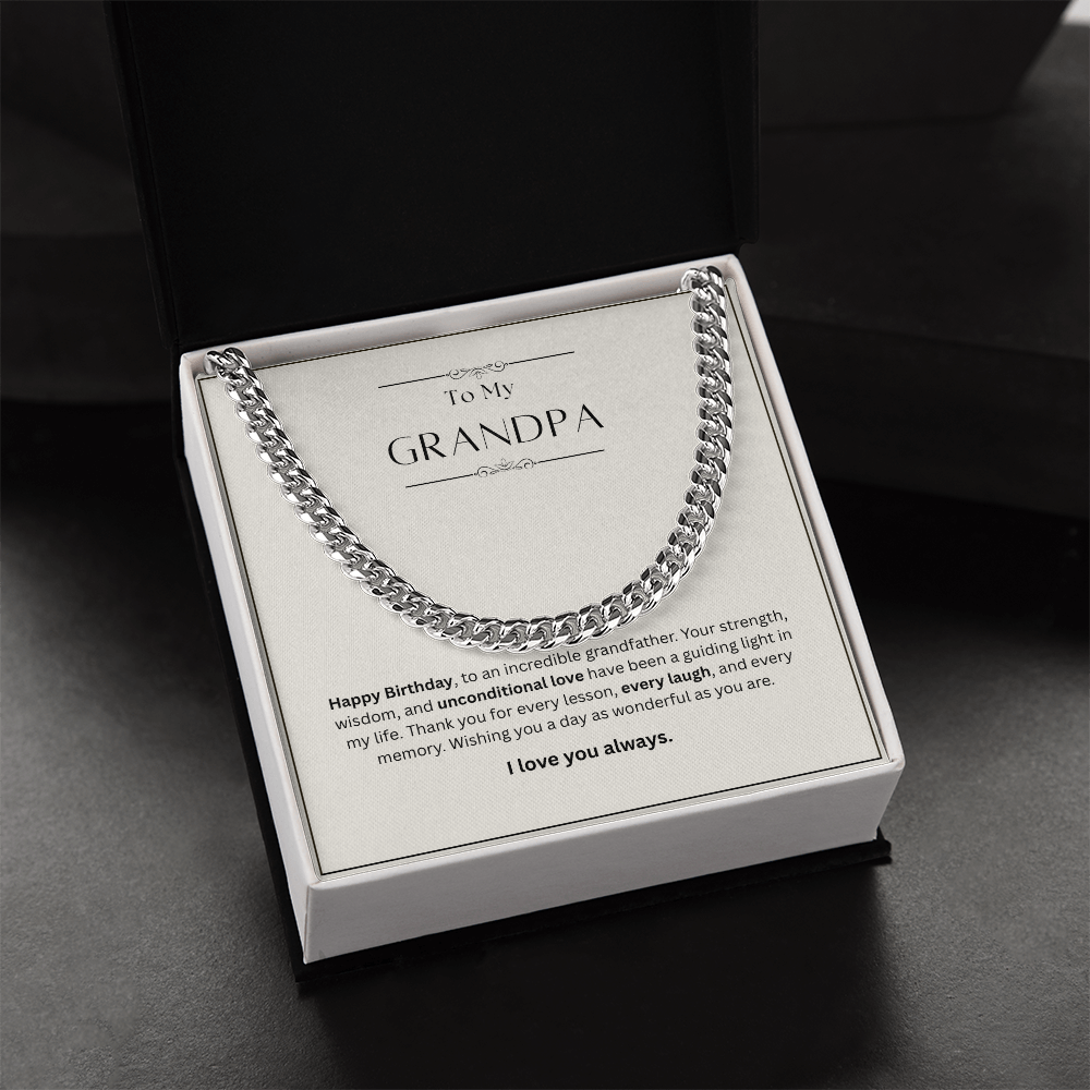 Grandpa Birthday Gift – Cuban Link Chain Necklace | Meaningful Gift for Grandfather
