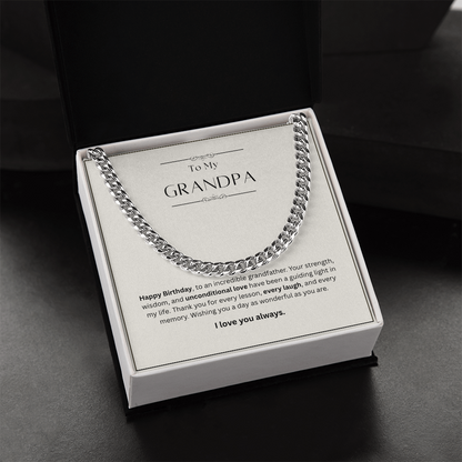 Grandpa Birthday Gift – Cuban Link Chain Necklace | Meaningful Gift for Grandfather