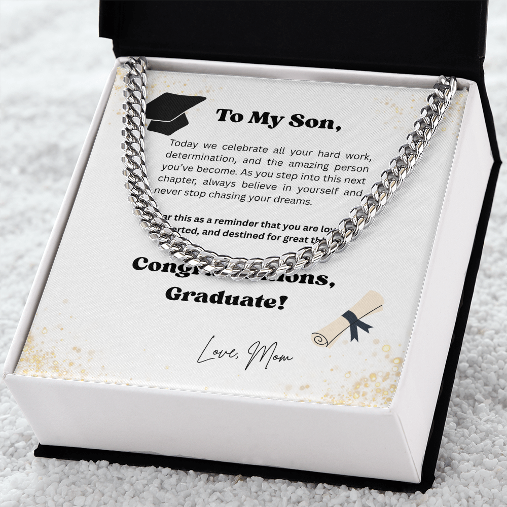 Graduation Gift for Son Message Card Necklace – Class of 2026 Keepsake Gift
