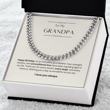 Grandpa Birthday Gift – Cuban Link Chain Necklace | Meaningful Gift for Grandfather