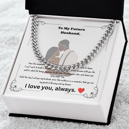 Future Husband Cuban Link Chain Necklace – Romantic Wedding Day Gift from Bride to Groom
